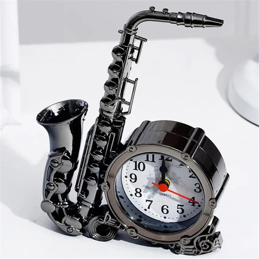 1PC Saxophone Shaped Alarm Clock Creative Desktop Clocks For Household Decoration Table Clock Student Dormitory Alarm Clock