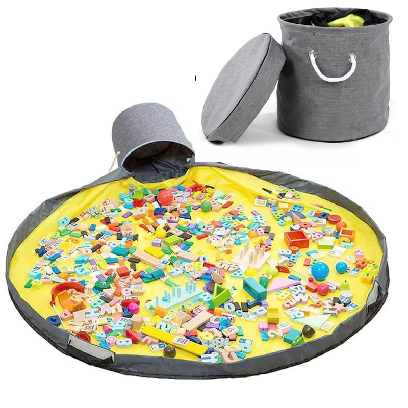 Borsa portaoggetti per la pulizia dei giocattoli Tappetino da gioco portatile multifunzionale Organizzatore di giocattoli Borsa per giocattoli Cestino Secchio portaoggetti impermeabile integrato