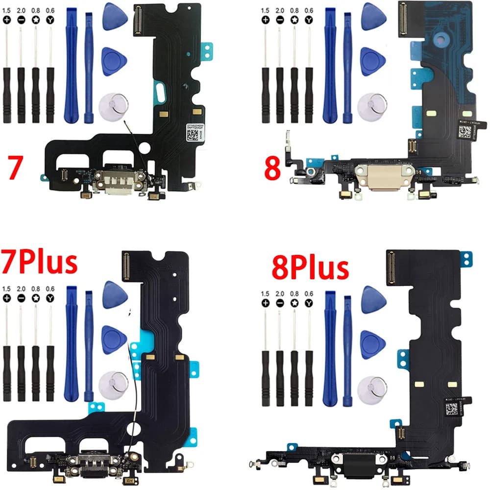 Porta di ricarica USB Dock connettore cavo flessibile microfono cuffia parte di ricambio per iPhone 7 7Plus 8G 8 Plus strumenti di riparazione