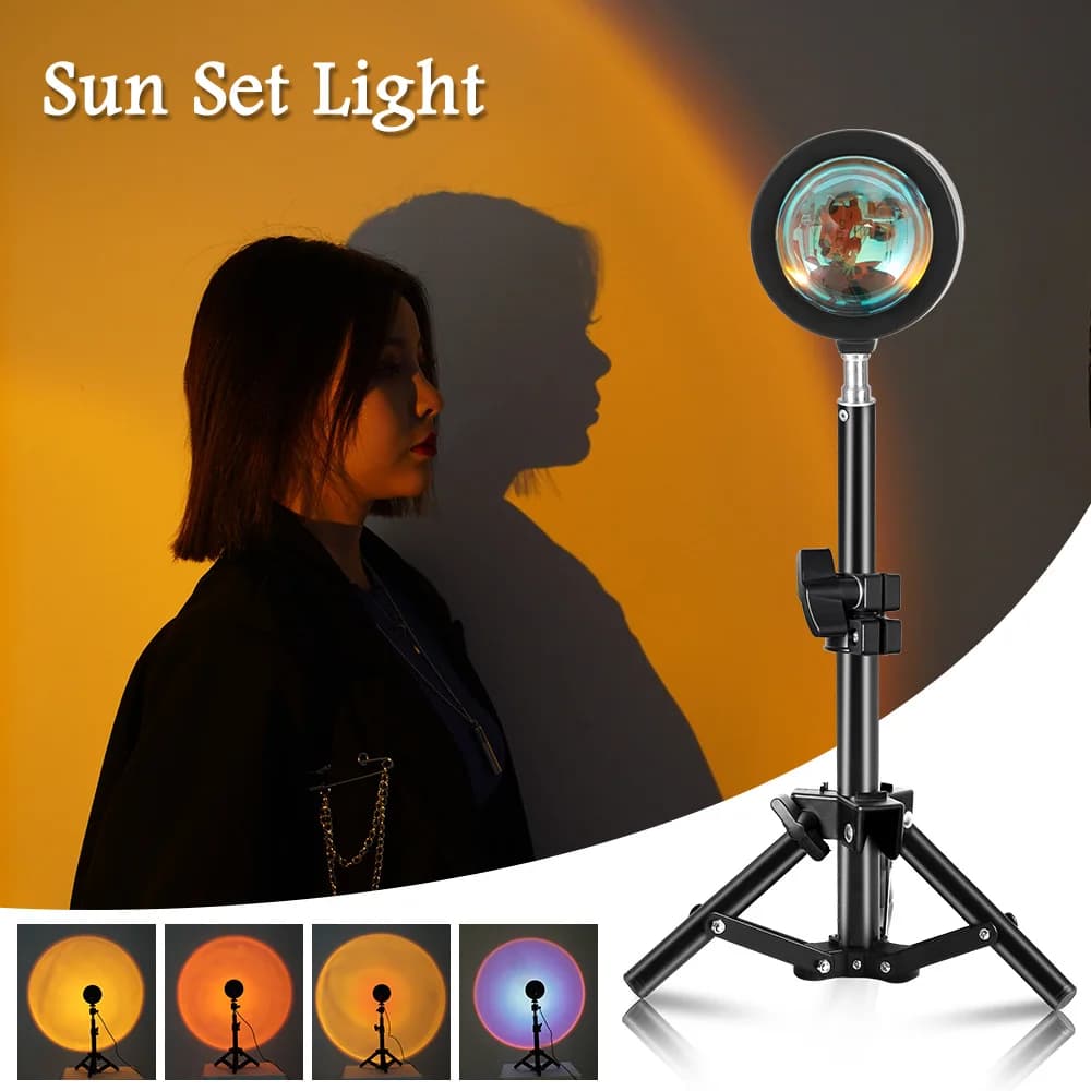SH LED Photography Sunset Light With 4 Colors and Tripod Stand USB for Selfie Photo Studio