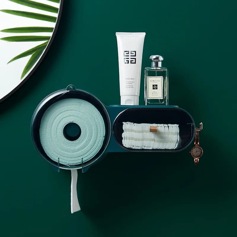 PunchFree Toilet Paper Holder Plastic Toilet Dispenser Waterproof WallMounted Toilet Tissue Box Bathroom Roll Paper Storage Box