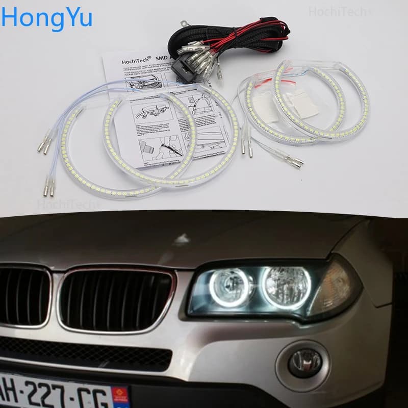 Eccellenti luci diurne DRL ultra luminose per BMW E83 X3 2003-2010, kit fari alogeni con LED SMD Angel Eyes