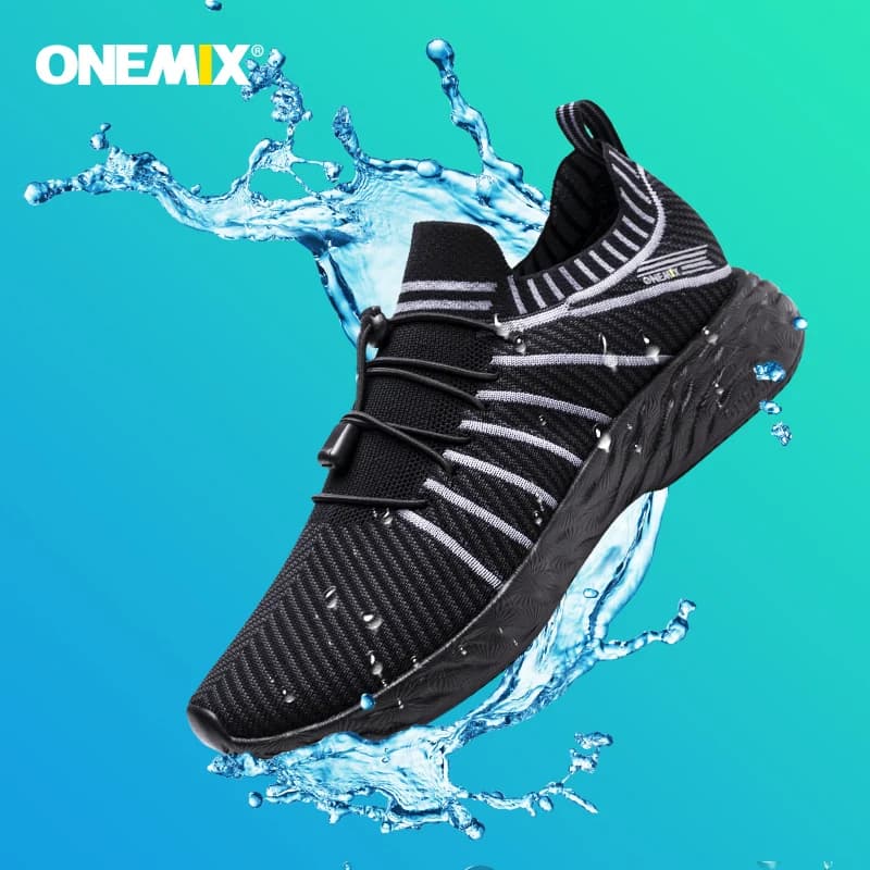 ONEMIX Waterproof black racing shoes for men Breathable training sneakers Summer non-slip hiking shoes for men outdoors