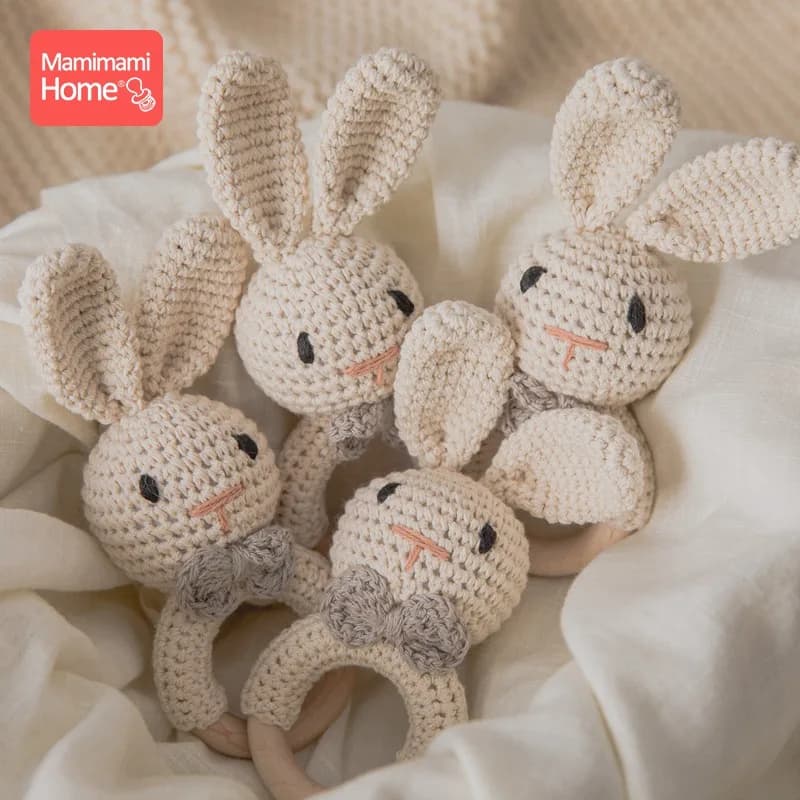 1Pc Bambino Massaggiagengive In Legno Crochet Sonaglio Giocattolo BPA Libero Legno Roditore Coniglio Sonaglio Bambino Mobile Gioca Palestra Neonato Giocattolo Educativo Regali