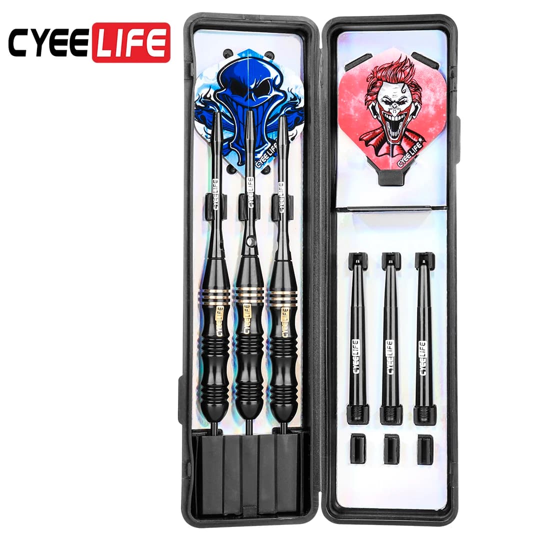 Freccette con punta in acciaio professionale CyeeLife 24g + alberi in alluminio resistenti ai grassi + temperamatite + strumento per freccette + Set di freccette in ottone da 12 voli