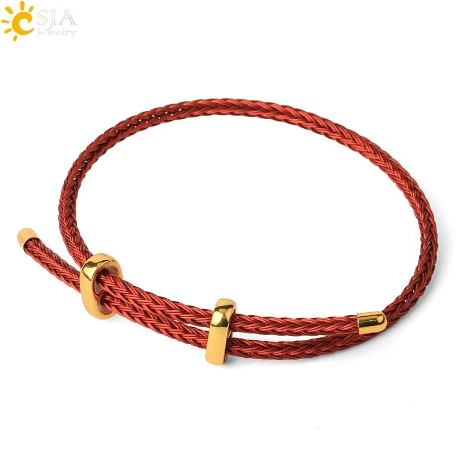 Braccialetti regolabili in filo di acciaio rosso nero Braccialetti per coppia in corda intrecciata fatta a mano espandibile per donna Uomo Stringa di gioielli G434