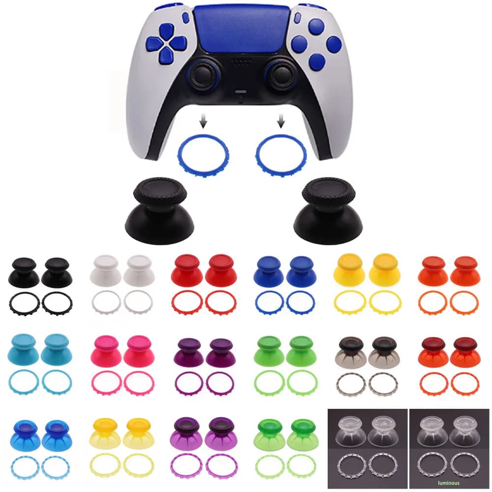 Per Sony PS5 con accessori anelli di accento coperchio analogico levette 3D Joystick levetta tappo a fungo