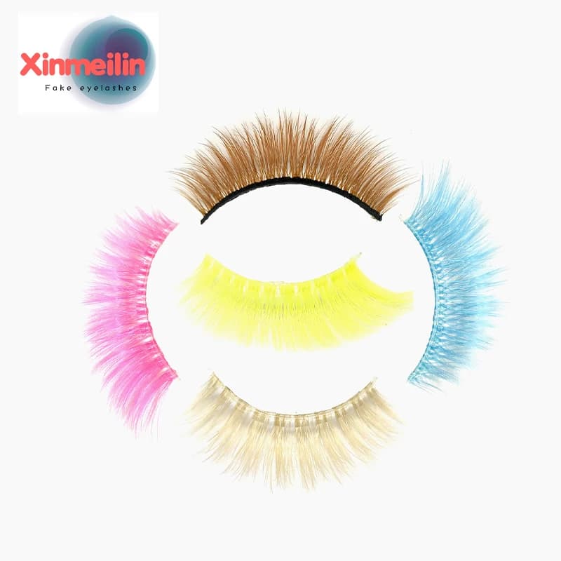 Colorful Silk Mink Eyelash Rainbow Red Blue Purple Brown Color Lashe 3D Thin and soft natural eyelashes Wholesale Reusable