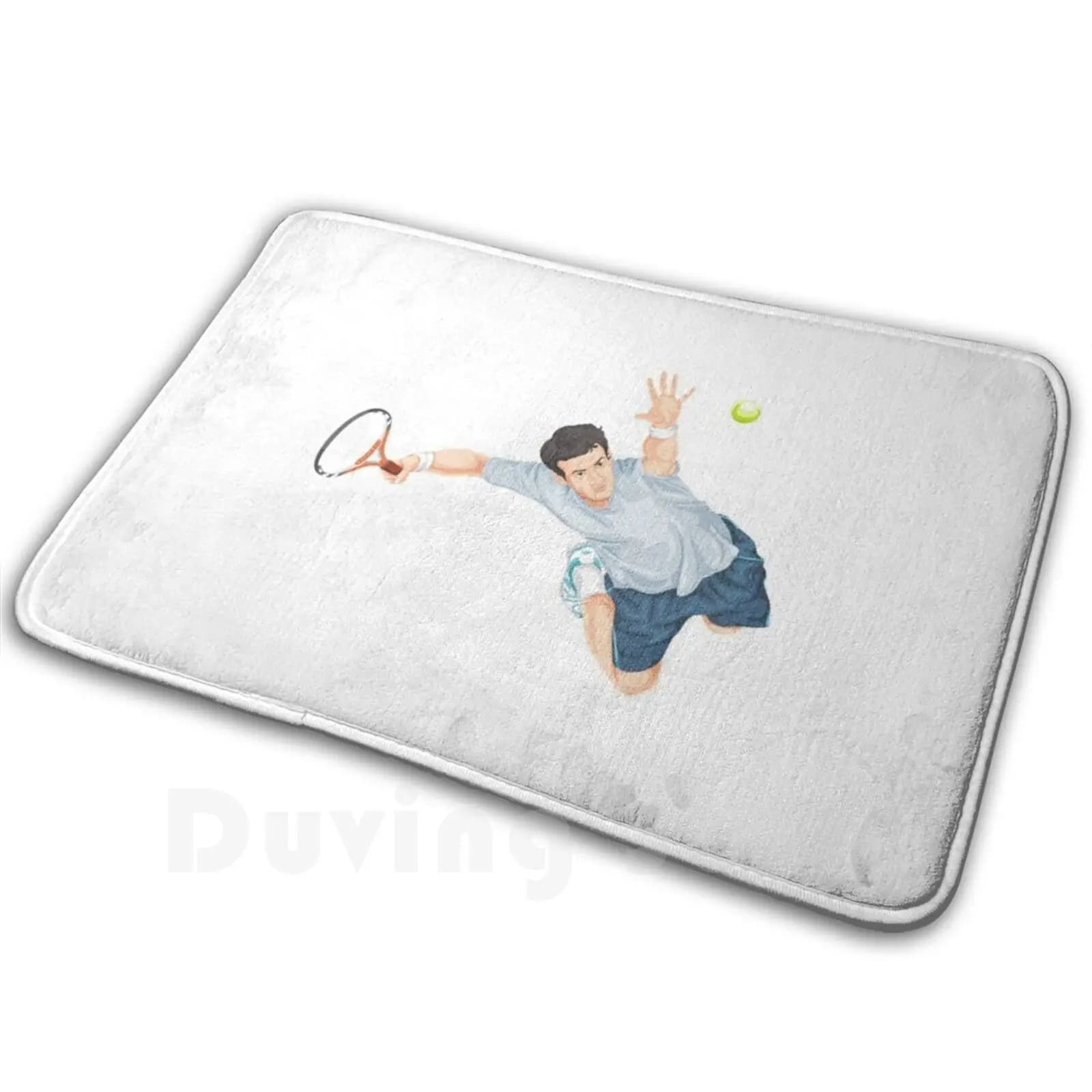 Giocatore di tennis professionale che serve la palla, tappeto, tappeto, cuscino morbido, palla professionale, azione, giocatore vettoriale, movimento