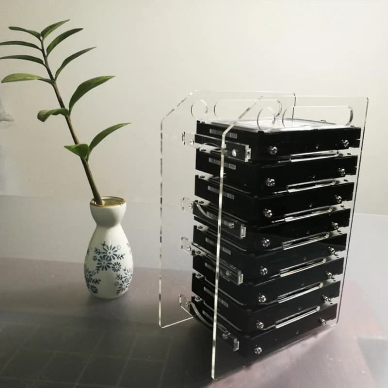3.5 In staffa per disco rigido In acrilico fai-da-te Bay Computer Desktop disco rigido esterno scaffale HDD scatola immagazzinaggio custodia per QXNF