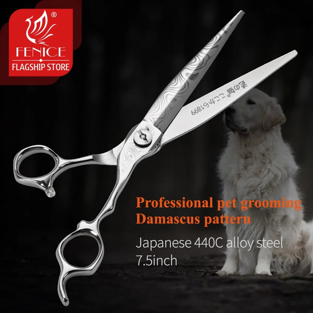 Fenice professional 7.5 pollici damasco Pet Dog Cat Grooming forbici da taglio cesoie dritte Tesoura Tijeras
