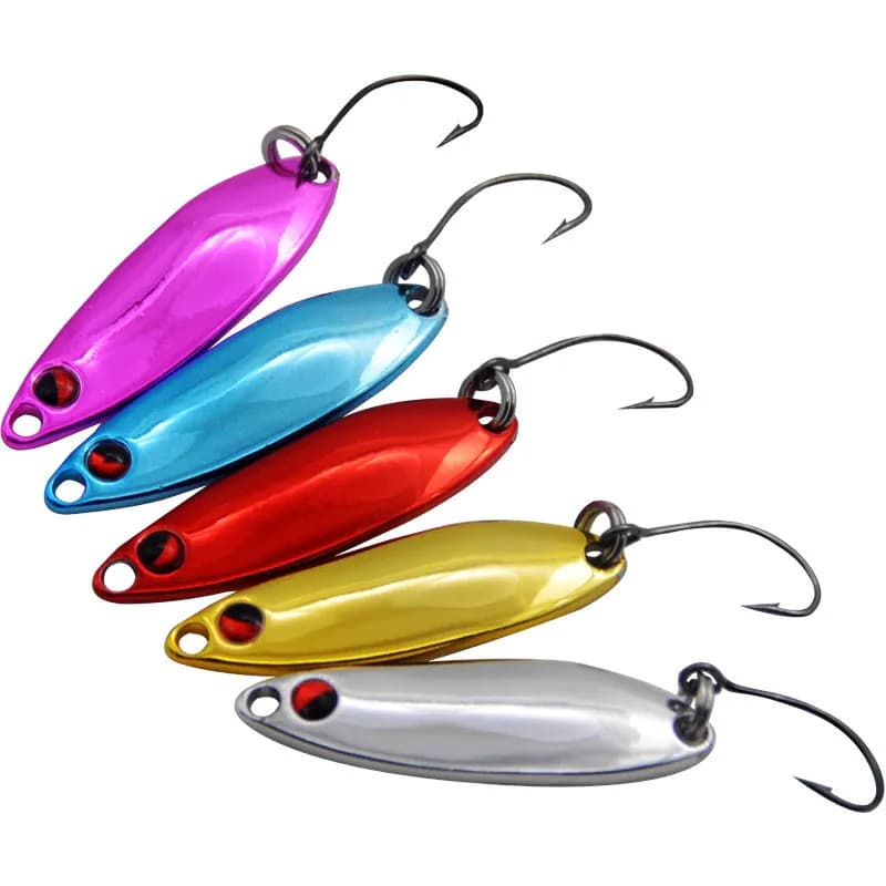 Cucchiaio per esca da pesca 3 g/3,5 cm Gancio singolo Cucchiai colorati Esche artificiali Esca dura Lotto 5 pezzi VENDITA