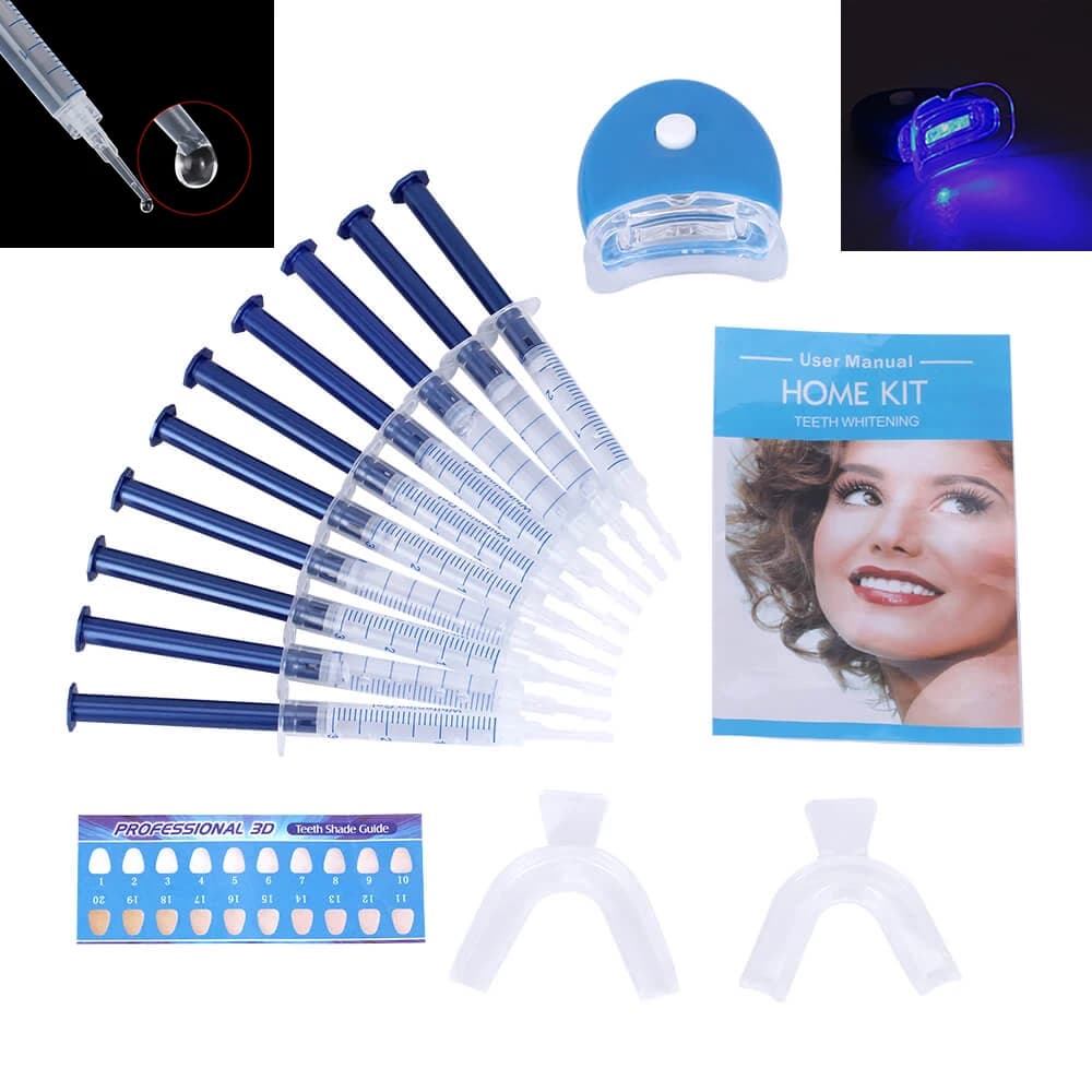 1 set Sbiancamento dei denti 44% Perossido Sistema di sbiancamento dentale Kit gel per l'igiene orale Sbiancante per denti Nuovo attrezzatura dentale bianca Luce a LED