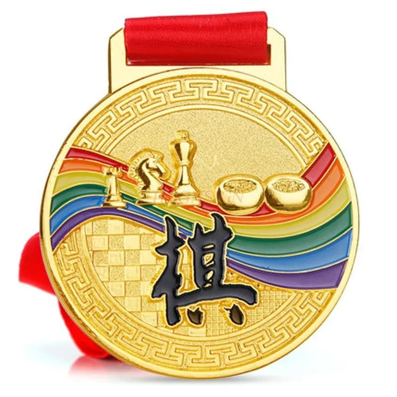 Medaglia Metallo Piccolo elenco Scacchi Scacchi Go Gioco Medaglia Creazione di giochi Medaglia d'oro
