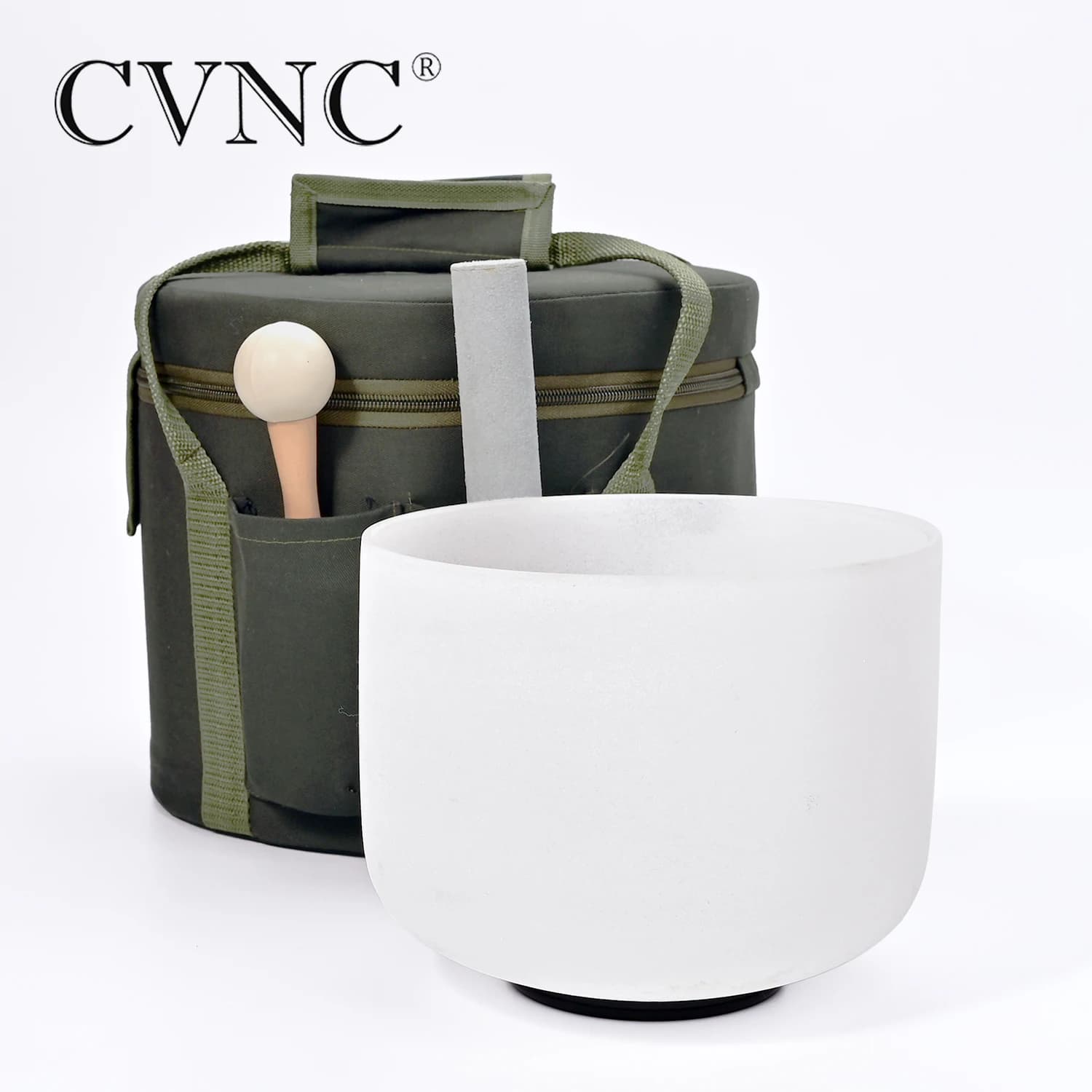 CVNC 16 Inch White Frosted Quartz Crystal Singing Bowl Chakra for Sound Healing and Meditation with Bag