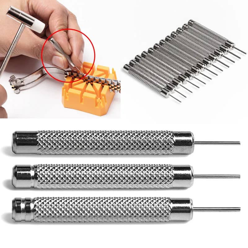 Cinturino Link Punch Pin Stick Regola l'ago di punzonatura Orologio Bracciale Cinturino Remover Bar Martello Punch Ditale Strumento di riparazione dell'orologio