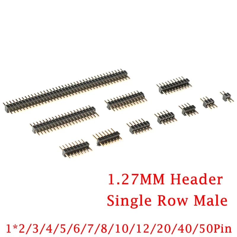 10 Pz 1.27mm 40Pin 1x40 Single Male Wire 1.27 Breakable Spille Header Connector Strip for Arduino Black 1*40 4P/8P/10 P/12P/15/20/40p