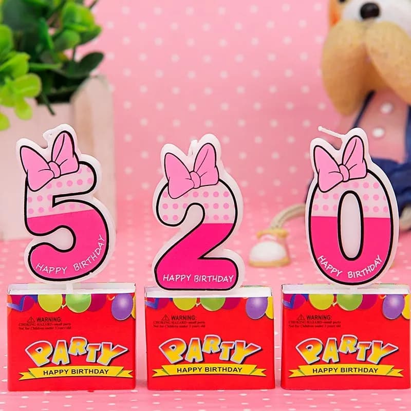 Rosa Blu Numero 0-9 Minnie Mouse Candela Festa di compleanno Decorazione candela Buon compleanno Farfalla Design Candela Bandiere torta fai da te