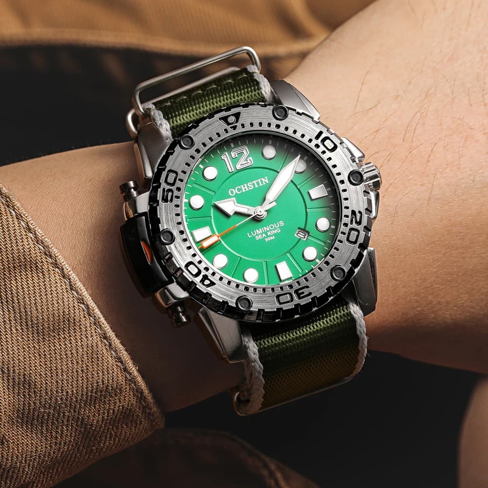 OCHSTIN 2025 Brands Military Watches Silicone Nylon Bracelet Quartz Men's Sports Wrist Watch Military Men's Watch Waterproof Watches