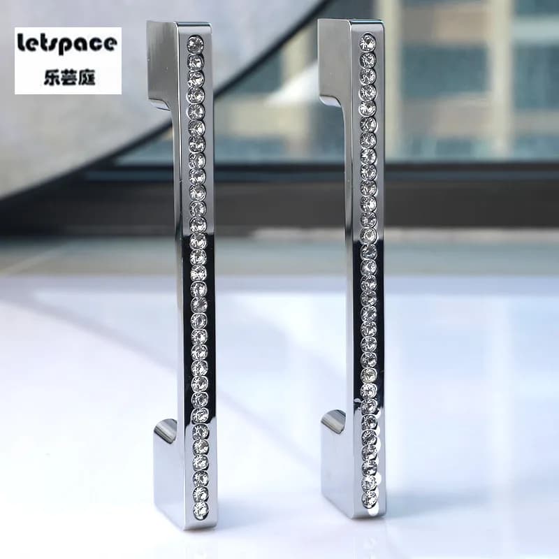 96 128 160 192 millimetri di lusso della moda moderna k9 cristallo armadio armadio da cucina mobili maniglia argento cassetto armadio manopola