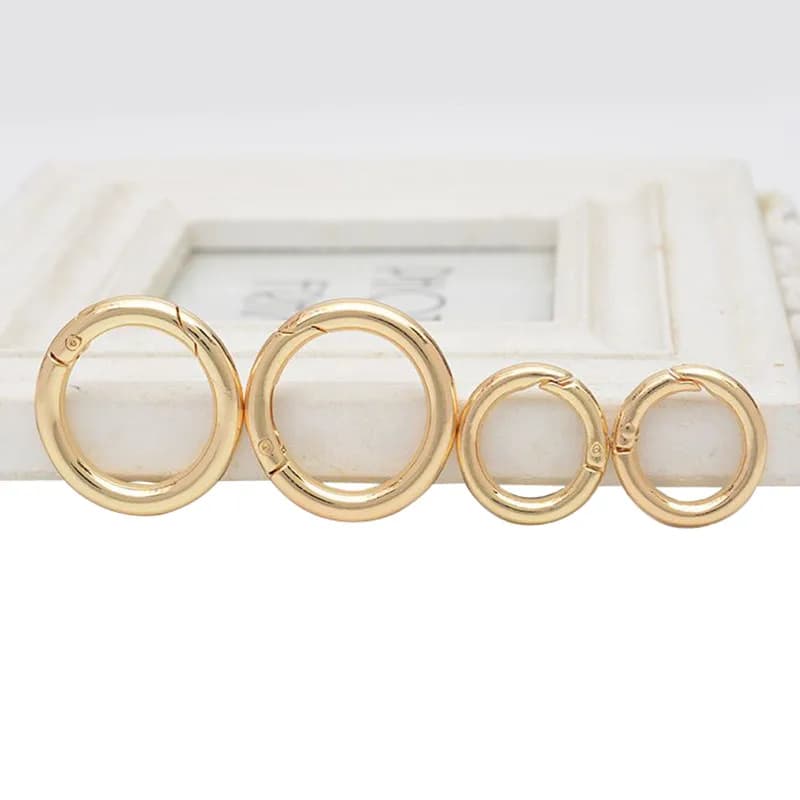 20 Pz Oro In Lega di Zinco Placcato Cancello Primavera O-Ring Fibbie Pinze Moschettone Borse Borse Rotondo Push Trigger Moschettone Moschettone