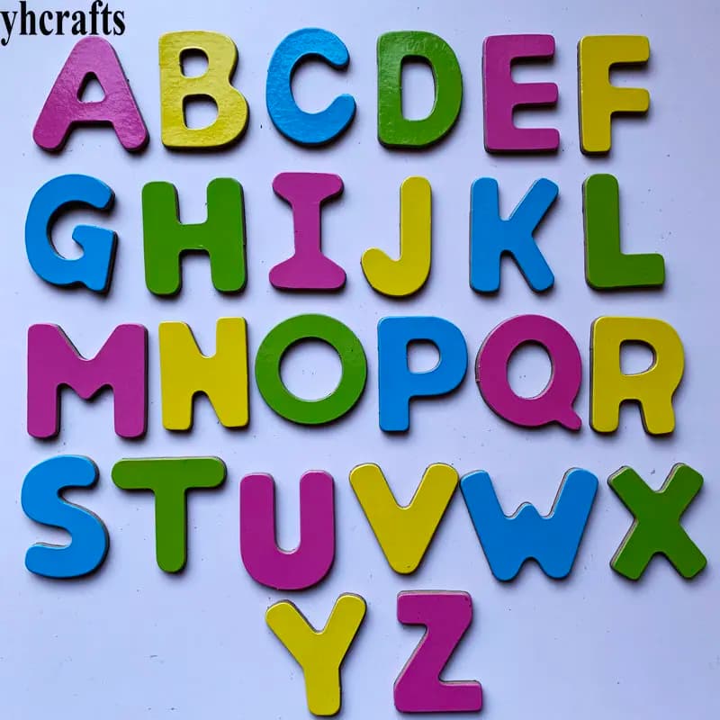 26 pz/lotto. Lettere dell'alfabeto maiuscola magnete del frigorifero inglese autoapprendimento insegnare la propria intelligenza giocattoli fai da te puzzle giochi regali