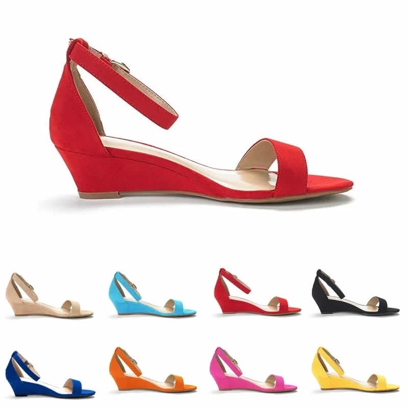 LOSLANDIFEN Women's Platform Wedge Sandals Simple Style Casual Pointed Toe High Heels Velvet Wedges Work Shoes 308-3VE