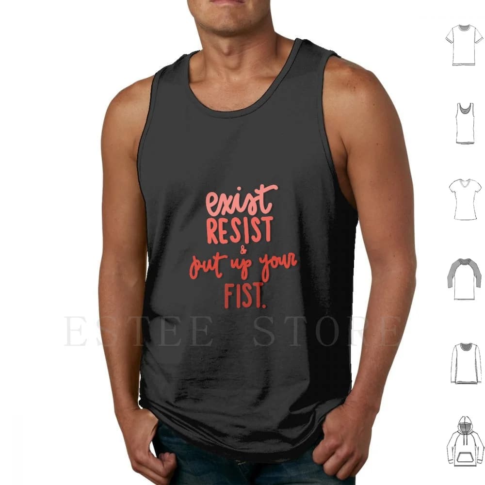 Exist Resist Tank Tops Vest Sleeveless Black Lives Matter Black Lives Matter George Justice Revolution Protest Pride Riots