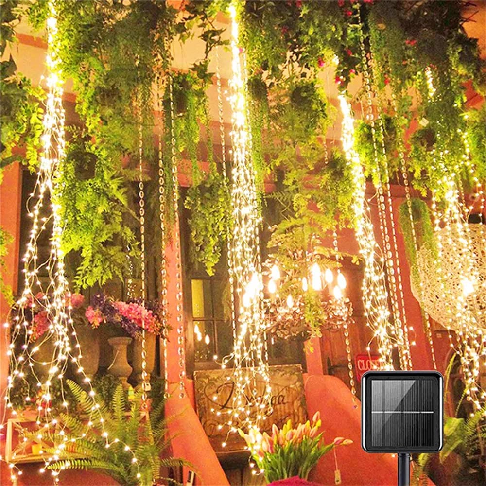 Solar Powered 200 Leds Outdoor Waterproof Lantern Garden With Eight Functions For Street And Festival Christmas Decoration