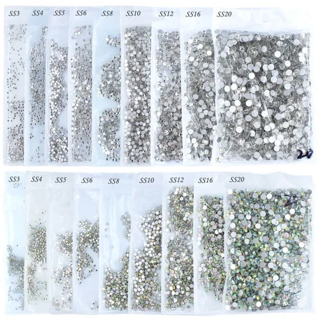 Alta Luce Aaa Strass di Cristallo Ab Sereno SS3-SS40 (1.3 Millimetri-8.4 Millimetri) non Hotfix Flatback Strass per Unghie 3D di Arte Del Chiodo Gemme