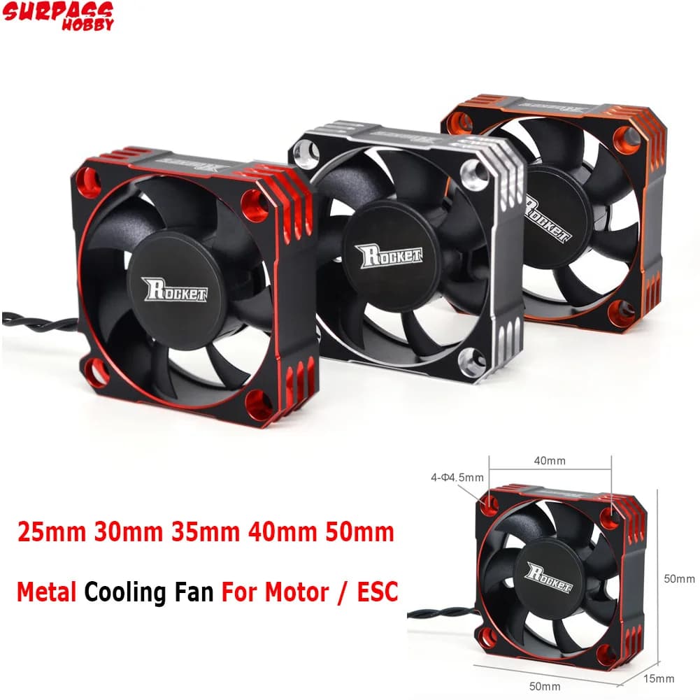 Rocket 25mm 30mm 35mm 40mm 50mm metal motor cooling fan heat sink fan cover for 1/10 1/8 1/5 1/12 RC auto motor Brushless ESC
