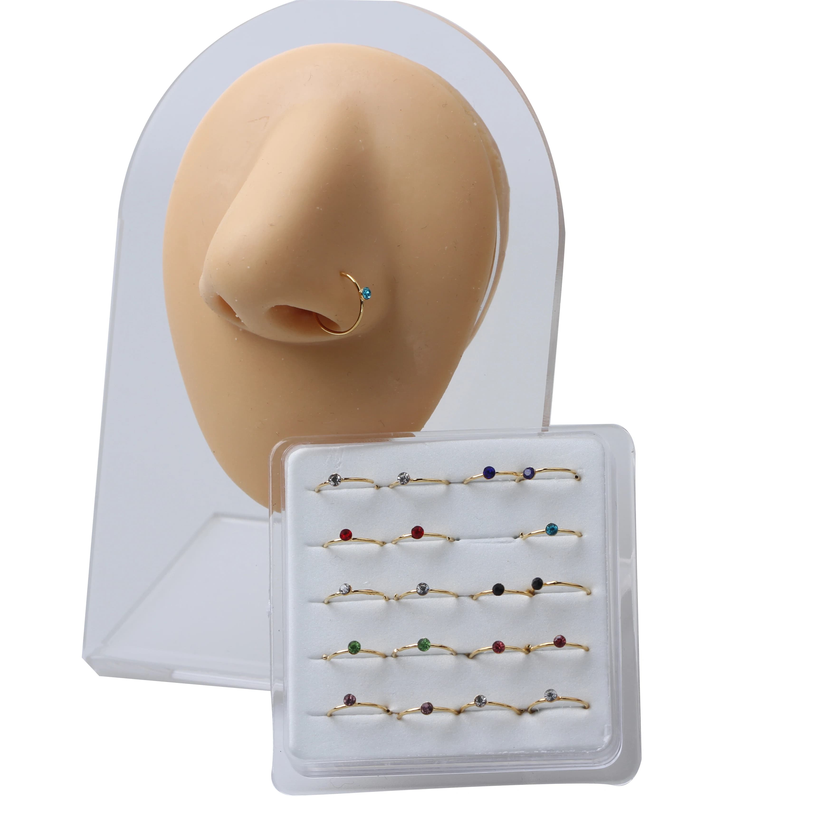 20 pezzi in acciaio inossidabile orecchini a bottone orecchini penetranti gioielli per il corpo CZ vite al naso borchie anelli al naso per le donne piercing nostalgico