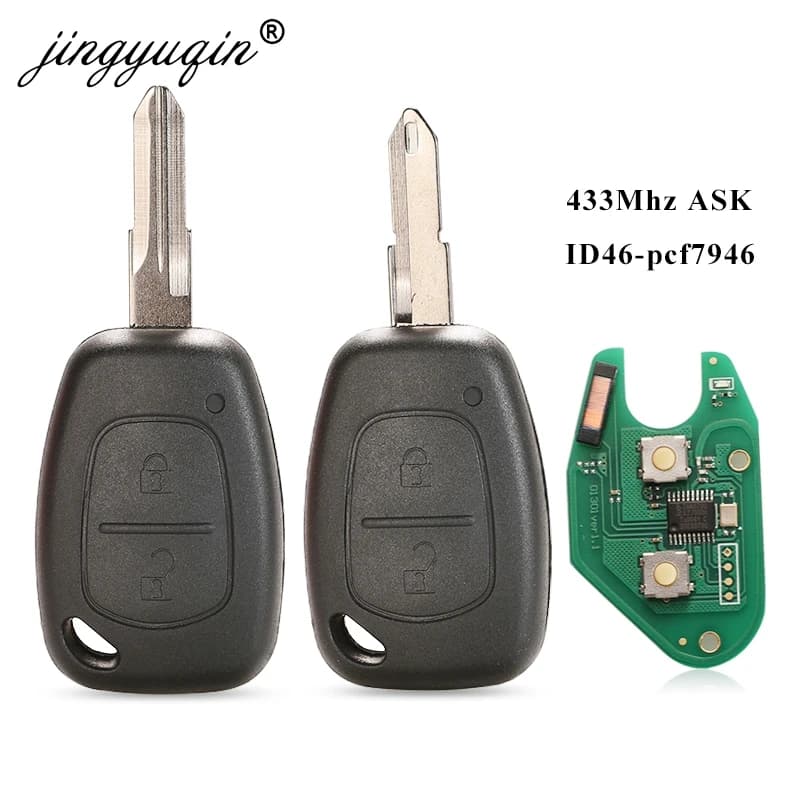 Jingyuqin Chiave A Distanza Per Auto 2 Bottoni 433 mhz ID46 Chip Trasmister per Renault Traffic Master Vivaro Movano Kangoo Ne73 VAC102 Lama