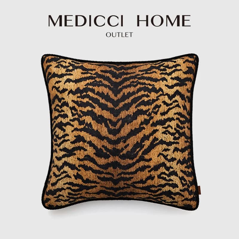 Medicci Home Beautiful Tiger Skin Background Cushion Cover Authentic Luxury Retro Pillow Cases Living Room Car Sofa Office Decor