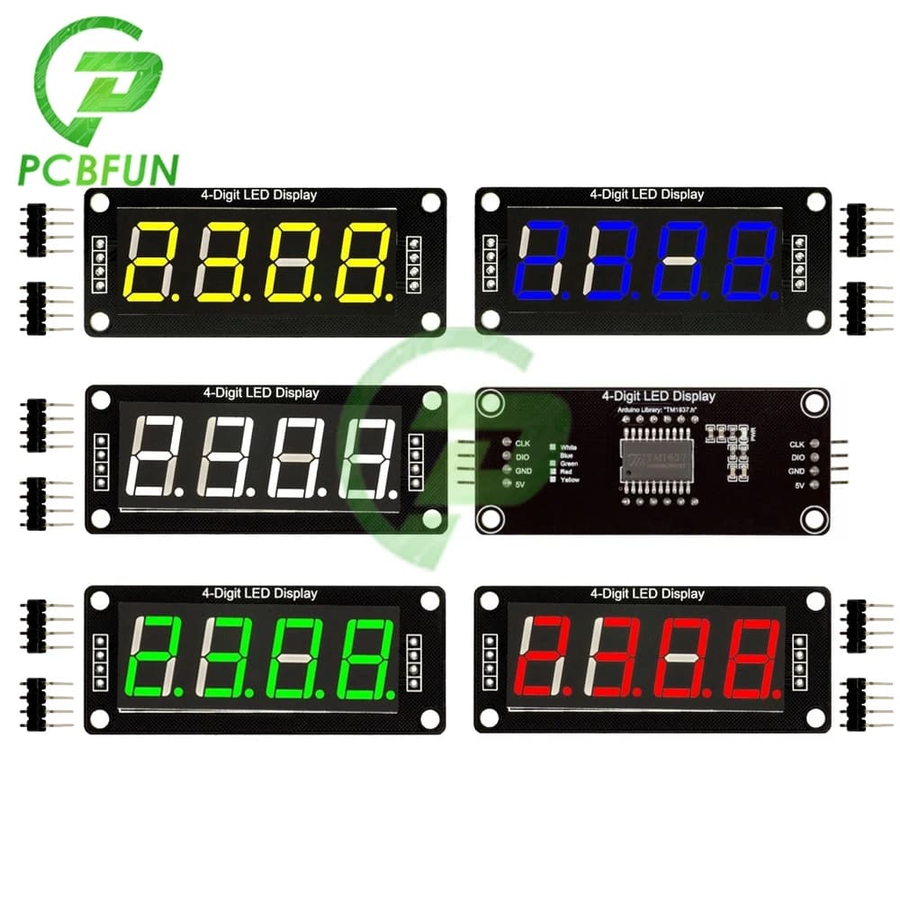 4 Digit LED Digital Tube 7 Segments 0.56 Inch Module Display IC Driver TM1637 Display 5V TM1637.h for Arduino I/O Digital 2 Pins
