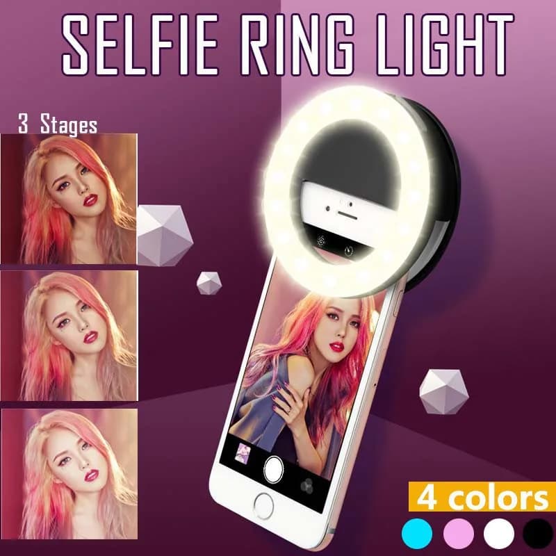 LED Selfie Ring Light 3 level adjustment mode lighting with USB charging lamp filling light Selfie mobile phone photo night light