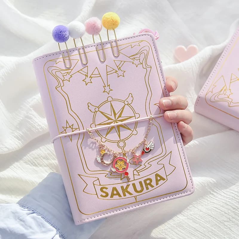 Carino rosa Sakura Anime Diario a fogli mobili Notebook Pagine colorate Spirale 6 fori Raccoglitore Notebook Riviste Planner Set di cancelleria
