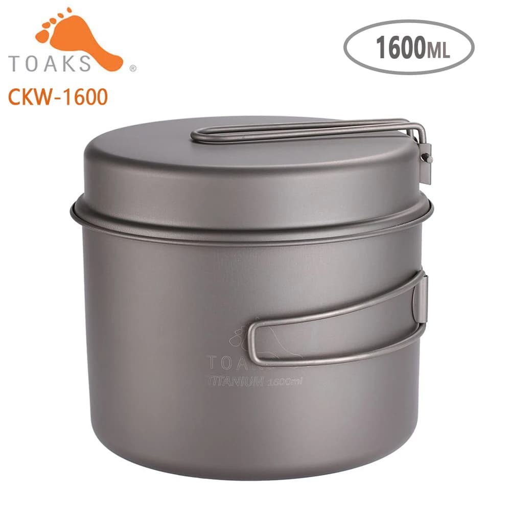 TOAKS Pentolame e Utensili per cucinare Set Ultraleggero In Titanio Pentola Padella di Campeggio Esterna Titanio Ciotola Tazza di Titanio Picnic 1100 ml, 1300 ml, 1600ml