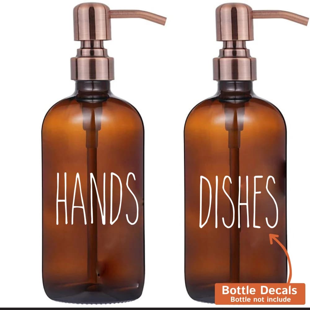 4 pezzi impermeabili piatti per le mani etichette per bottiglie adesivo decalcomania portasapone Santizer cucina bagno bottiglia lozione Santizer decorazione in vinile