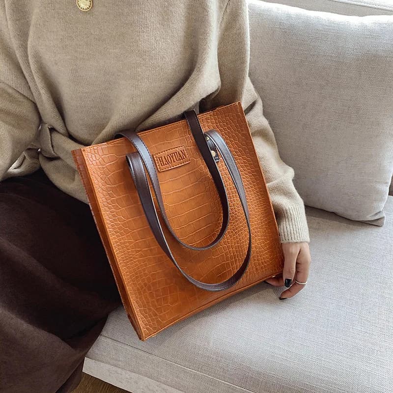 Crocodile Pattern Women Simple Large Capacity Bucket Messenger Handbag Designer Female PU Leather Single Shoulder Bags bolsos