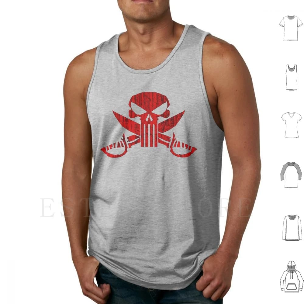 No Quarter Given Tank Tops Vest Sleeveless Skull Pirate Geek Pop Culture Jolly Roger Bucanneer