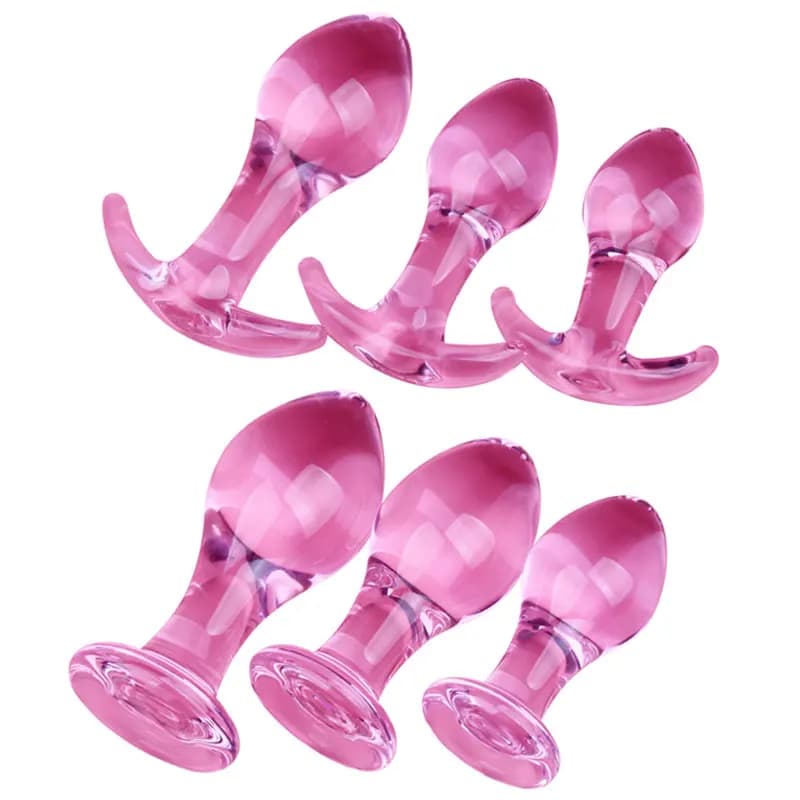 Giocattoli del sesso della spina anale di vetro per le donne Stimolatore anale rosa Buttplug di cristallo Uomini Massaggio della prostata Palline della spina di testa della vagina