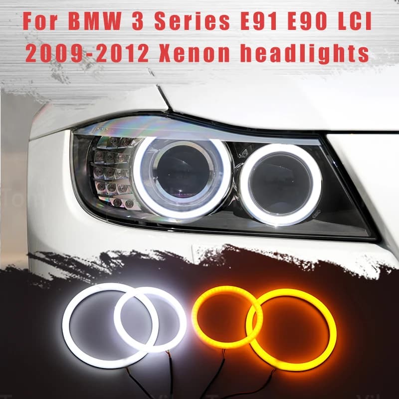 LED SMD Cotton Light Switchback Angel Eye Ring DRL Kit per BMW serie 3 E91 E90 LCI 2009-2012 fari allo xeno