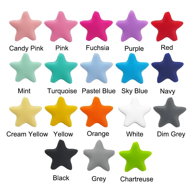 Chengkai 50pcs Del Silicone star Perline FAI DA TE di Crepitio del bambino Ciuccio Dummy Teether Gioielli Giocattolo Che Fanno Perline Accessori bpa libero