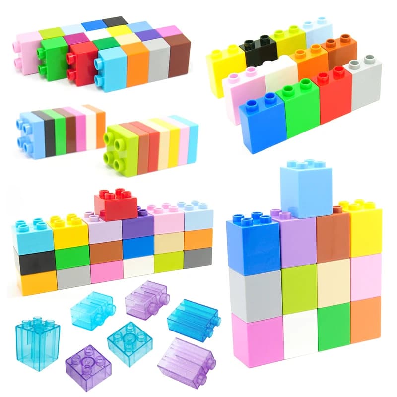 Bulk Grandi blocchi di costruzione quadrati 4 punti 8 fori spessi mattoni sottili accessori per mosaico piastre di base assemblare giocattoli educativi per bambini