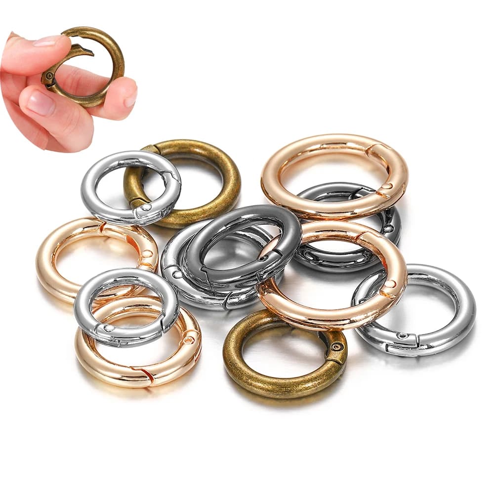 5 pz/lotto O Ring Clasp Metal Spring Gate portachiavi fibbie clip moschettone borse catene per cani per gioielli fai da te che fanno risultati