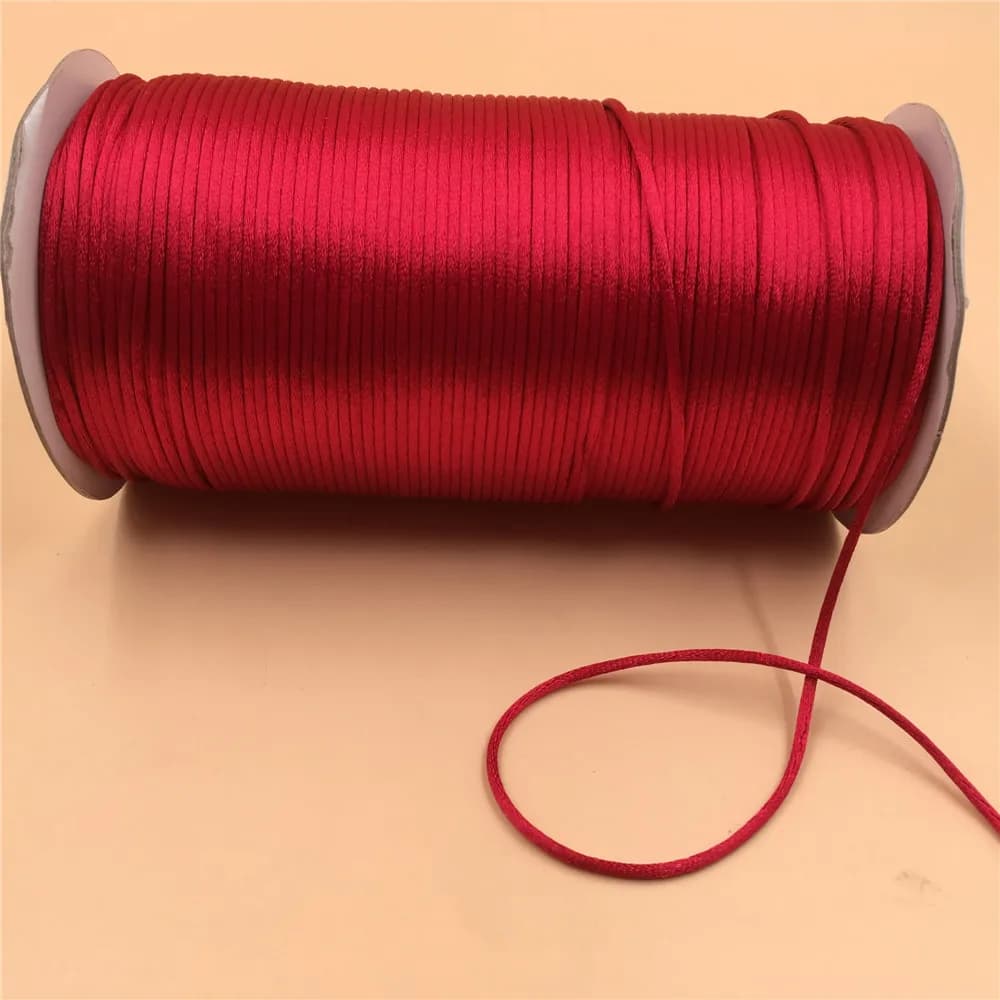 2mm Red Satin Cord Thread Macrame Chinese Knot Cord Bracelet Braided String DIY Tassels Beading Thread 20meters paper card