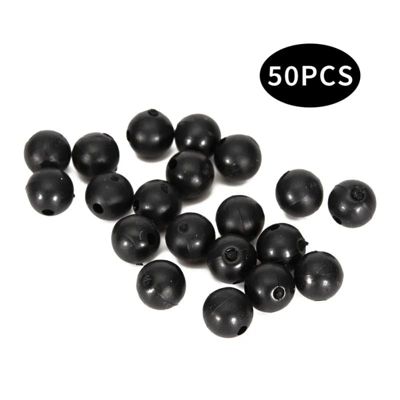 50 pcs/lot 6mm-8mm Fishing Beads Space Carpet Black Round Rubber Beads Soft/Duro Fishing baits Hook Rig Accessories