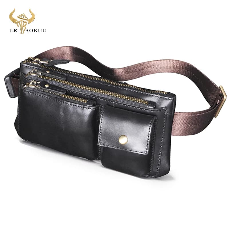 Vendita calda olio cera pelle uomo Cross-body Sling Bag Design viaggio sigaretta cassa del telefono custodia marsupio marsupio Pack 811-29