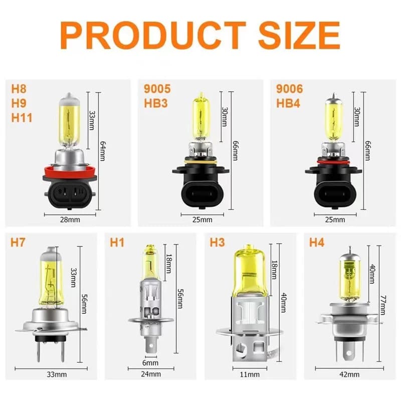 H1 H3 H4 H7 H8 H11 Faro super giallo 3000K HB3 HB4 9012 Lampada alogena Aggiornamento Lampadina per auto a prova di pioggia e nebbia 2 pezzi